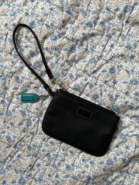 Coach Small Black Nylon Wristlet W/ Leather Strap